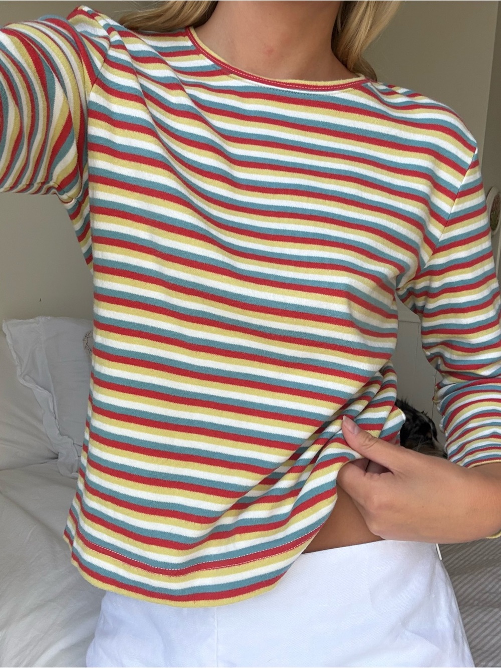 vintage 90's y2k Striped Multi-Color Long Sleeve Crewneck Top - 100% cotton